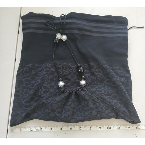 Vintage Y2K Black Floral Beaded Halter Top Womens S/M Coconut Tropical Preppy - Picture 6 of 8